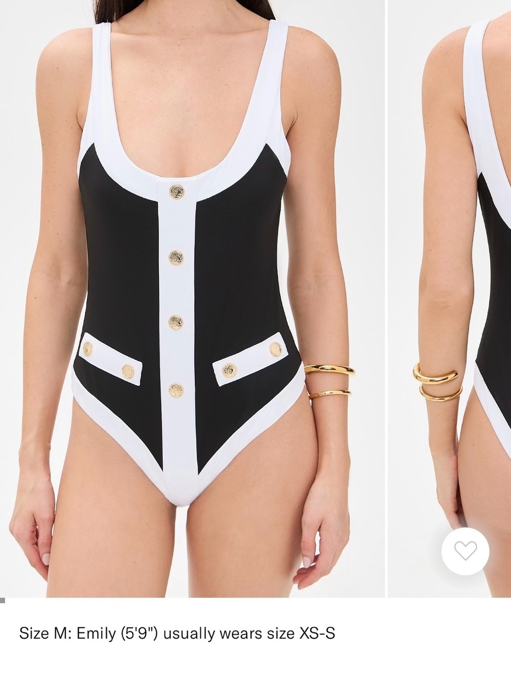 Caroline Constas Sailor Black and White One-Piece Swimsuit XS - Picture 2 of 5
